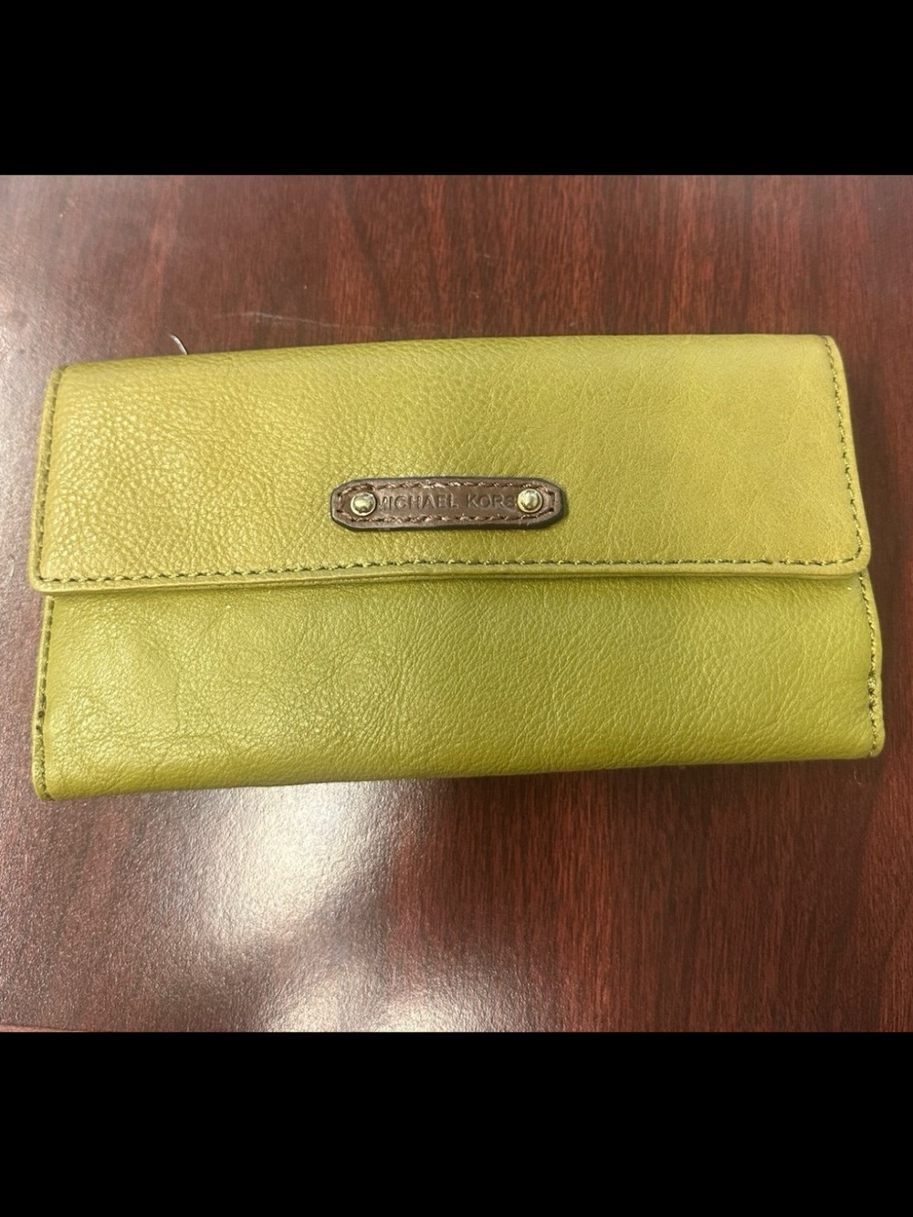 Michael Kors Olive Green Leather Flap Wallet